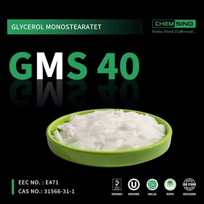 Emulgaattorit CAS-nro.{0}} GMS 40 Flake / Glyserol Monostearate 40 Flake