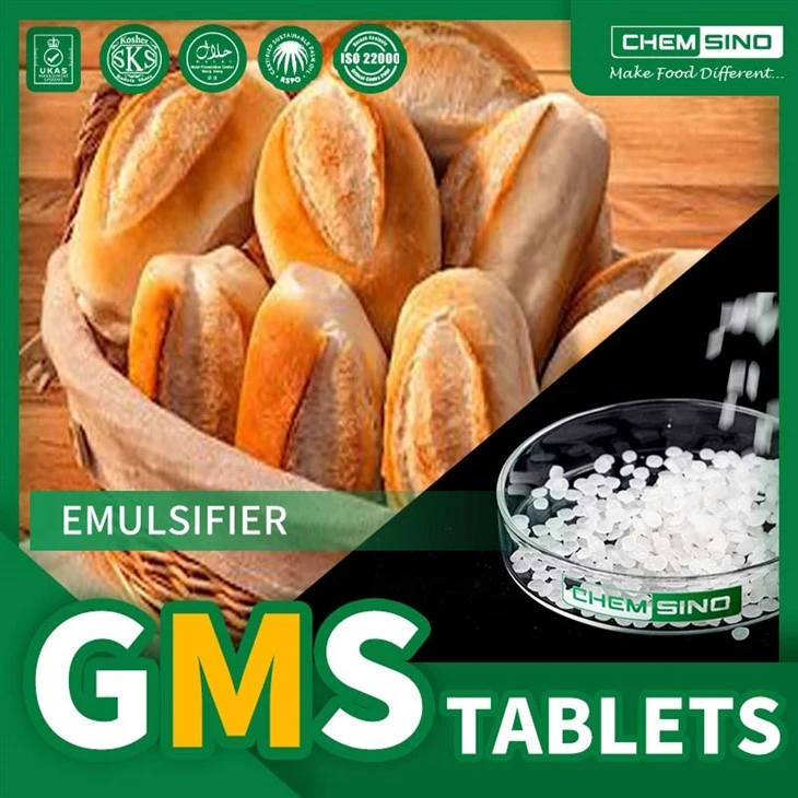 Tislatut monoglyseridi-DMG-tabletit teollisessa CAS-numerossa 31566-31-1